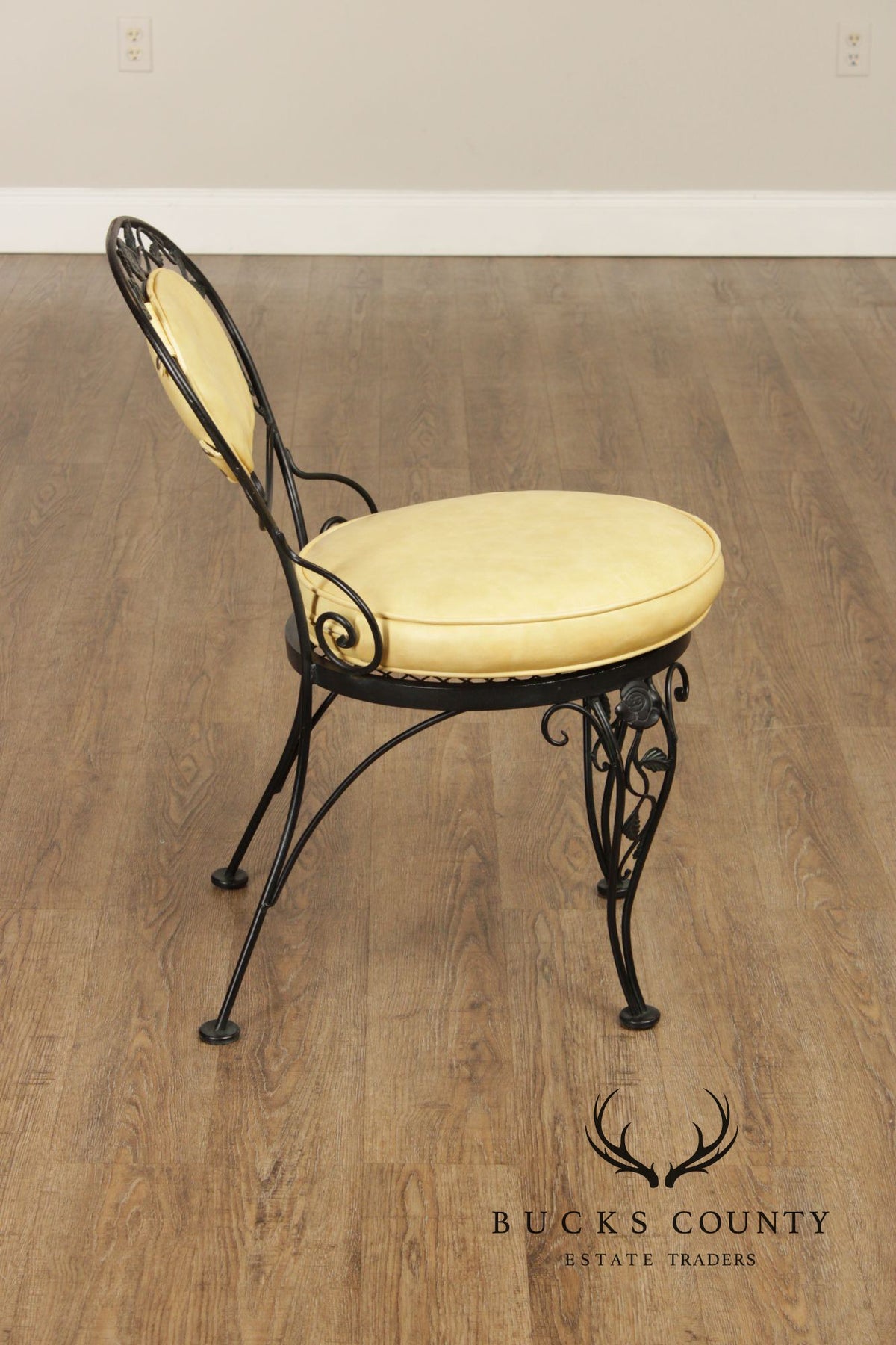 Woodard 'Chantilly Rose' Vintage Set of Four Wrought Iron Dining Chairs