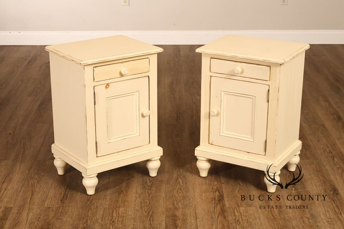 Coastal Style Pair of Painted Bedside Cabinets