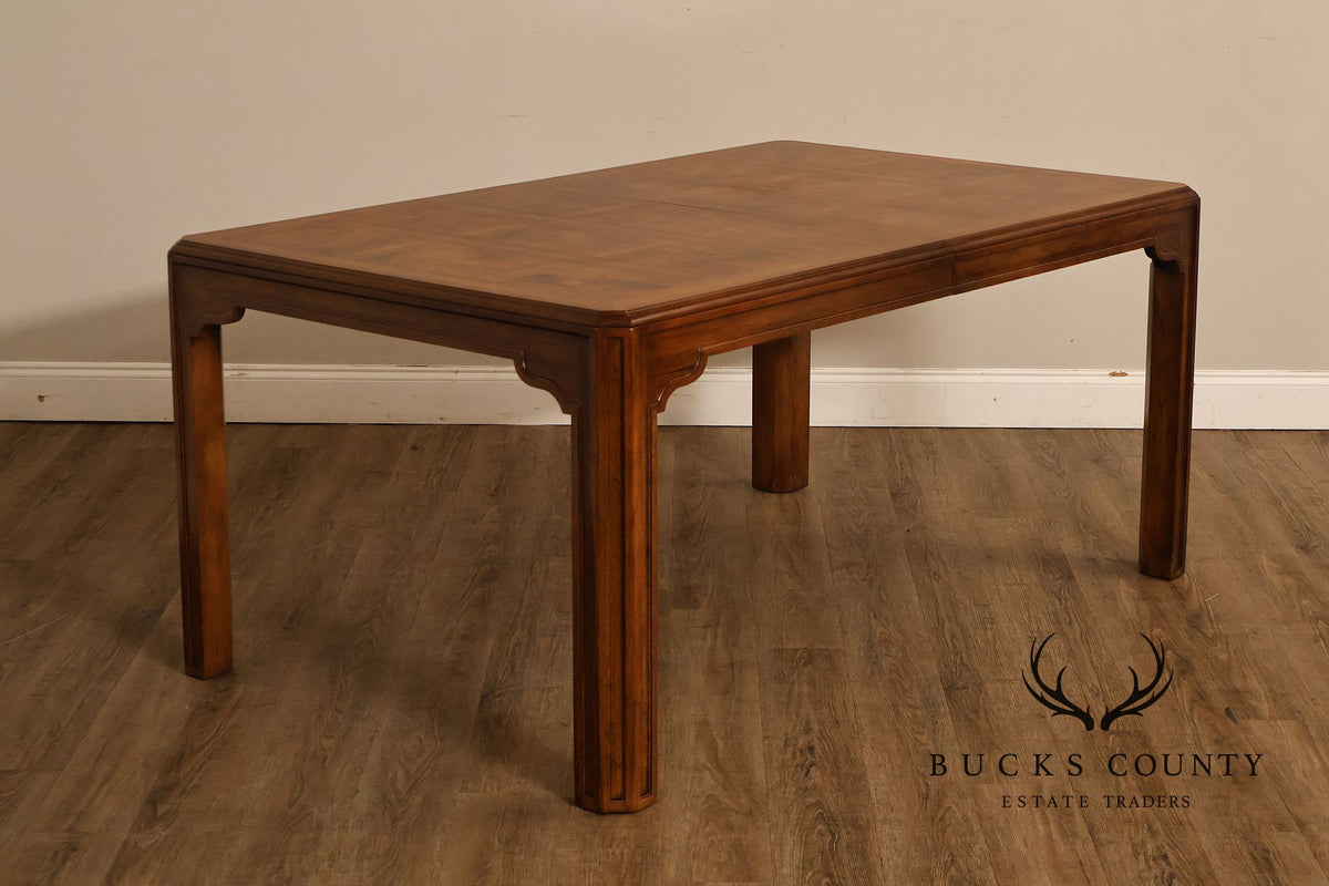 Drexel Heritage Sketchbook Collection Burl Wood Parsons Extendable Dining Table