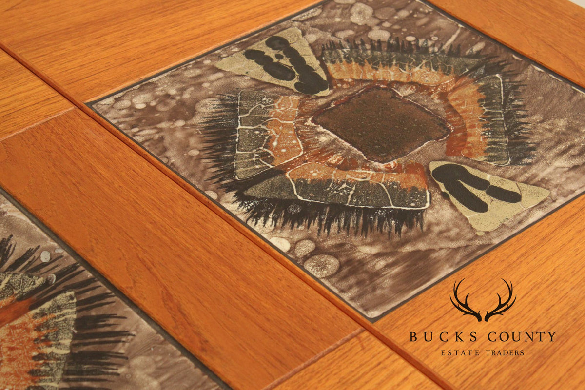 Gangsø Mobler Danish Modern Tile Inset Teak Drop Leaf Dining Table