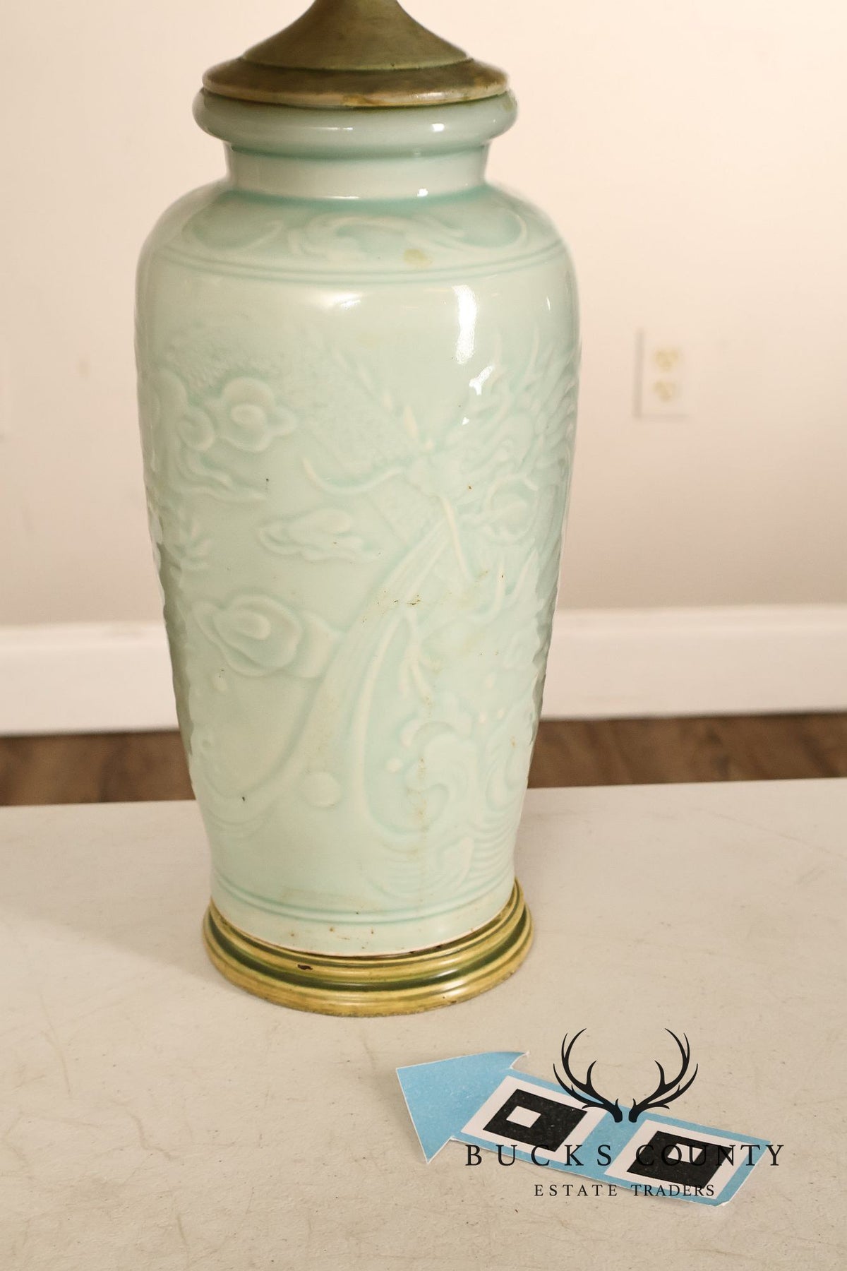 Asian Style Celadon Green Ceramic Table Lamp
