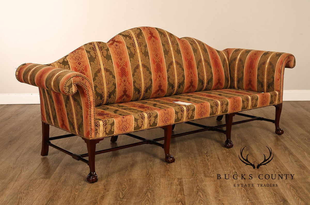 Kindel Winterthur Irish Georgian Chippendale Style Mahogany Camelback Sofa