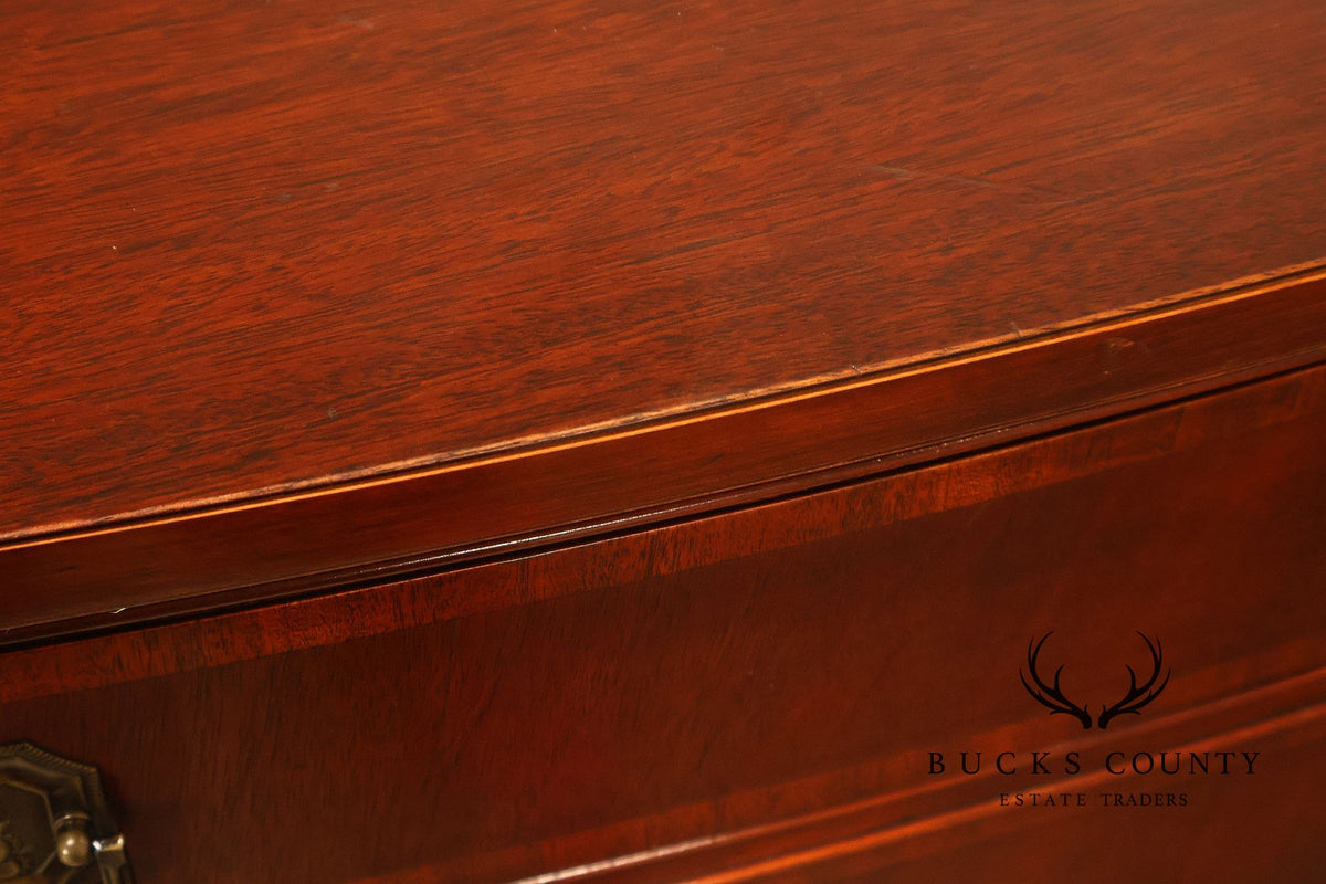 Drexel Pair Of Banded Mahogany Bow Front Bachelor Chests