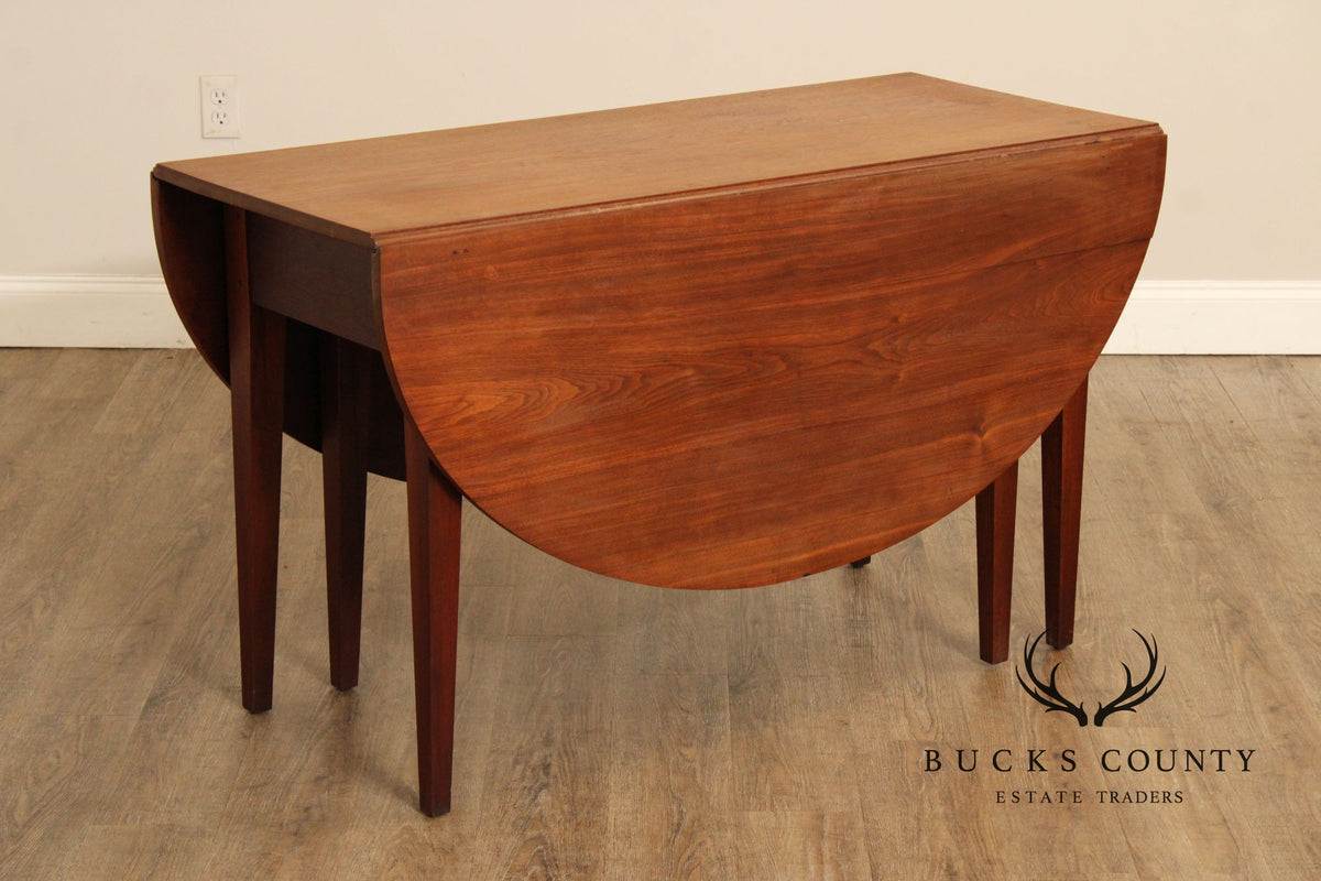 Vintage Walnut Federal Style Drop Leaf Gateleg Dining Table