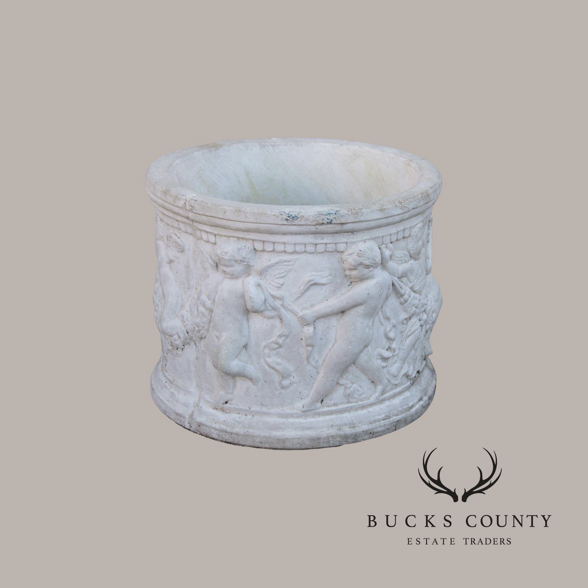 Classical Style Cherub Relief Cast Stone Garden Planter