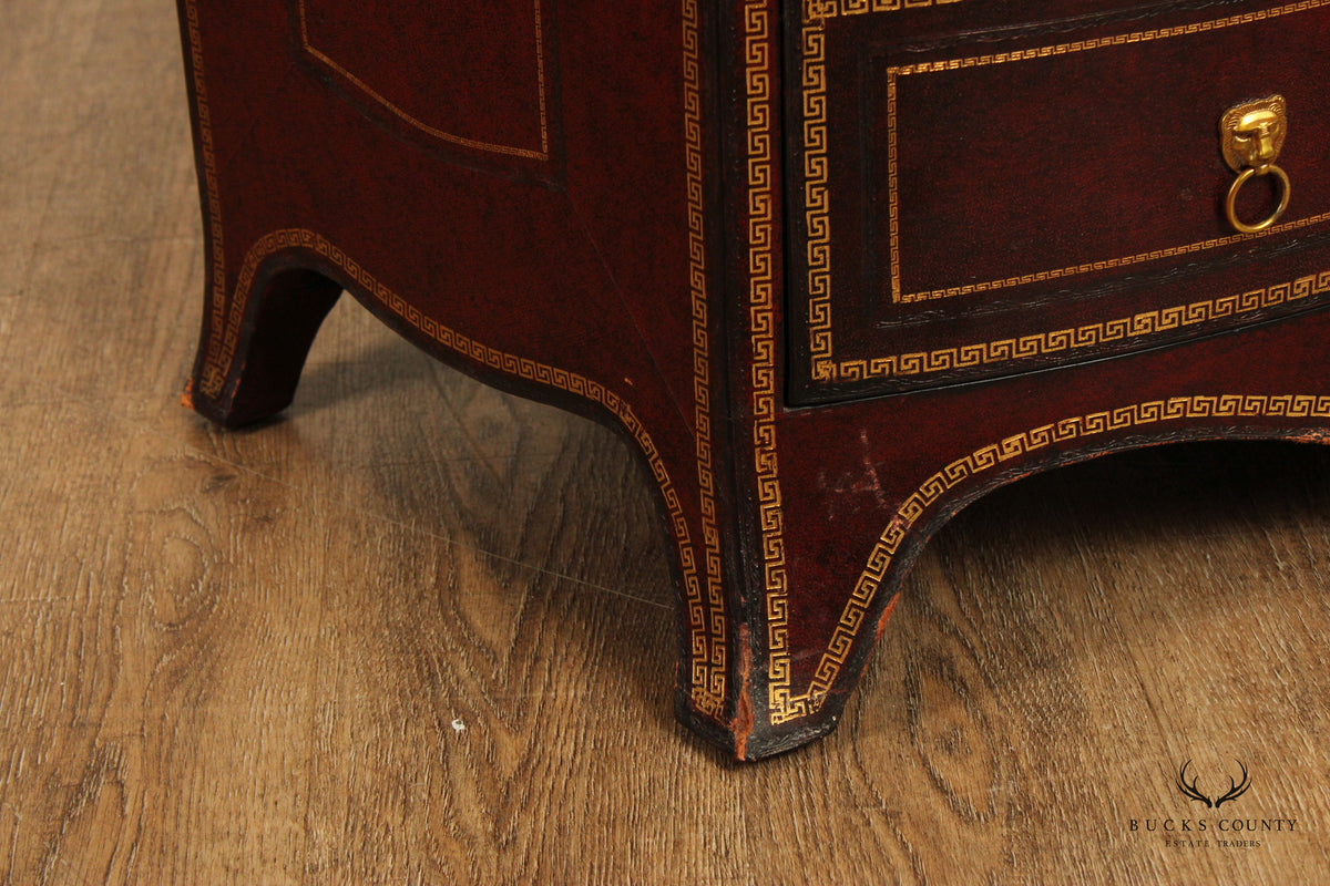 Maitland-Smith Leather Wrapped Bow Front Bachelor's Chest