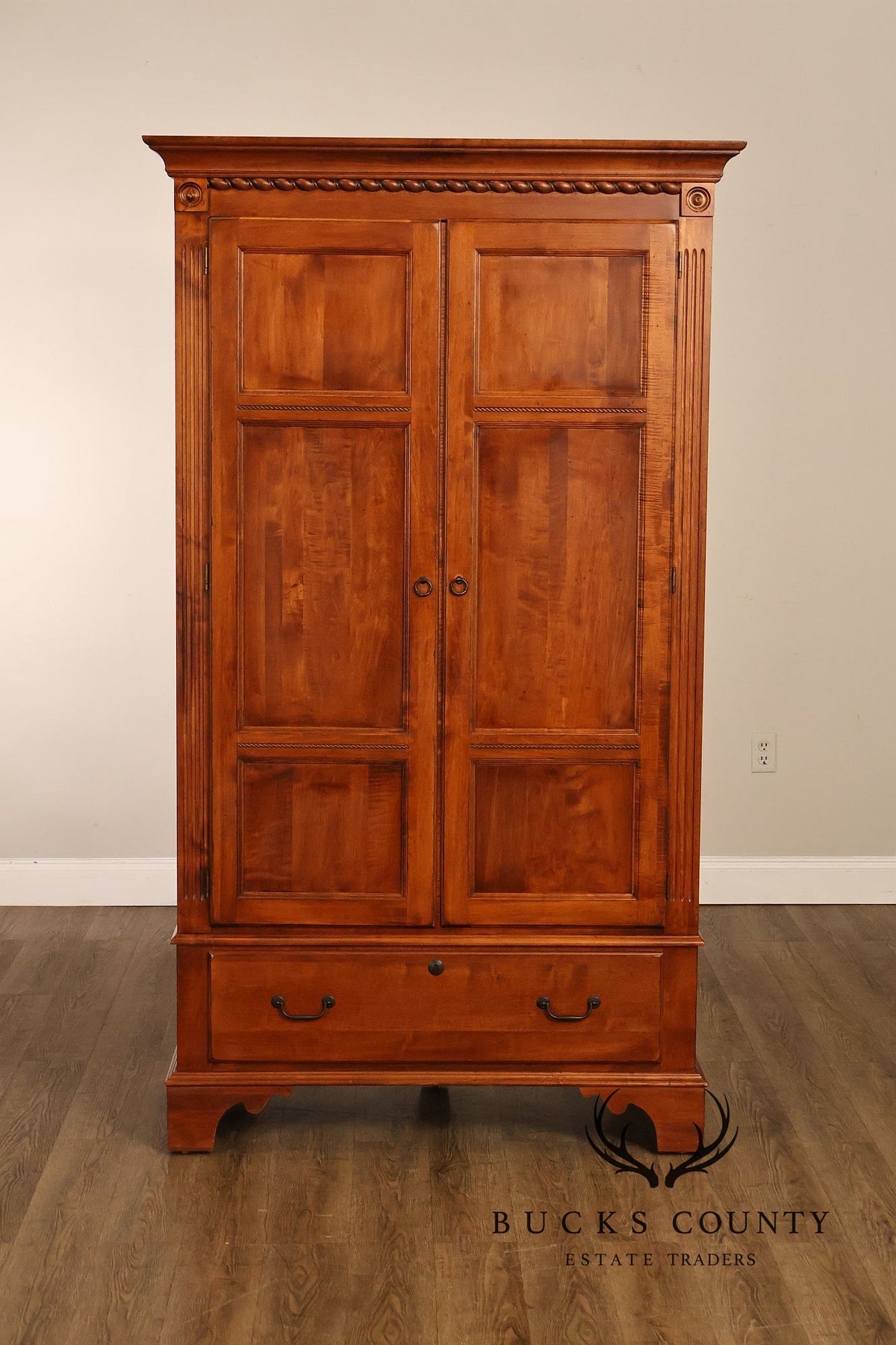 Ethan Allen Country Crossings Maple And Birch Two-Door Armoire Cabinet