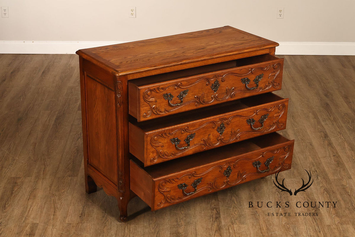 French Louis XV Style Carved Oak Chest Of Drawers