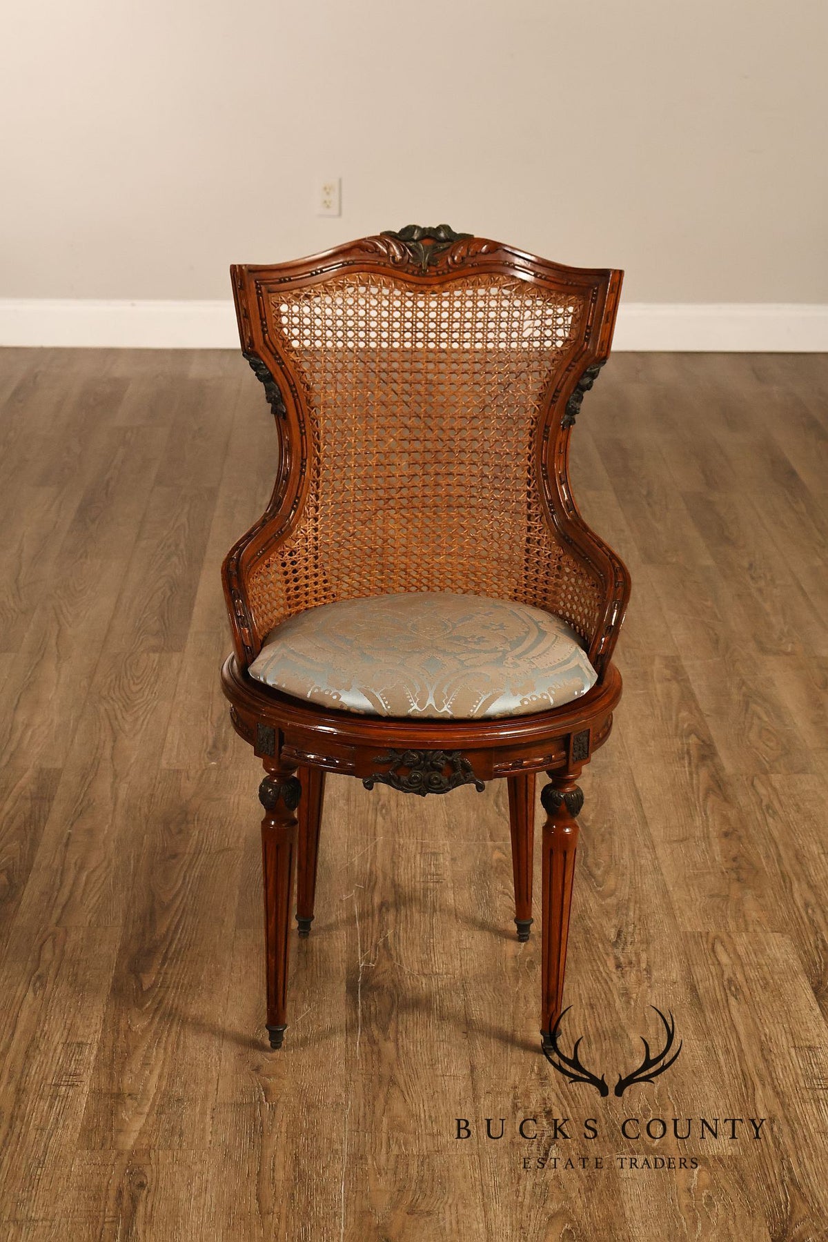 French Louis XVI Style Vintage Set Of 12 Caned Dining Chairs