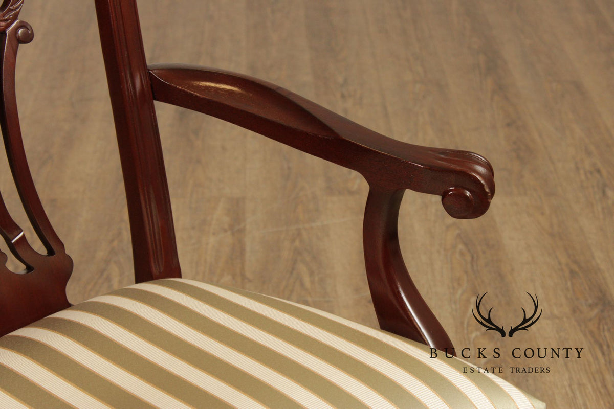 Ethan Allen 18th Century Mahogany Collection Set Of  8 Chippendale Style Dining Chairs