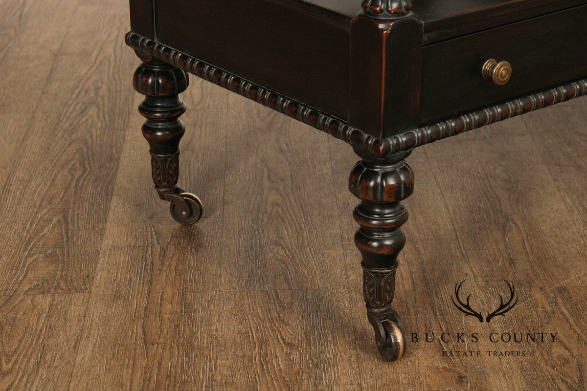 Sarried Tudor Style Ebonized Double Canterbury Magazine Rack