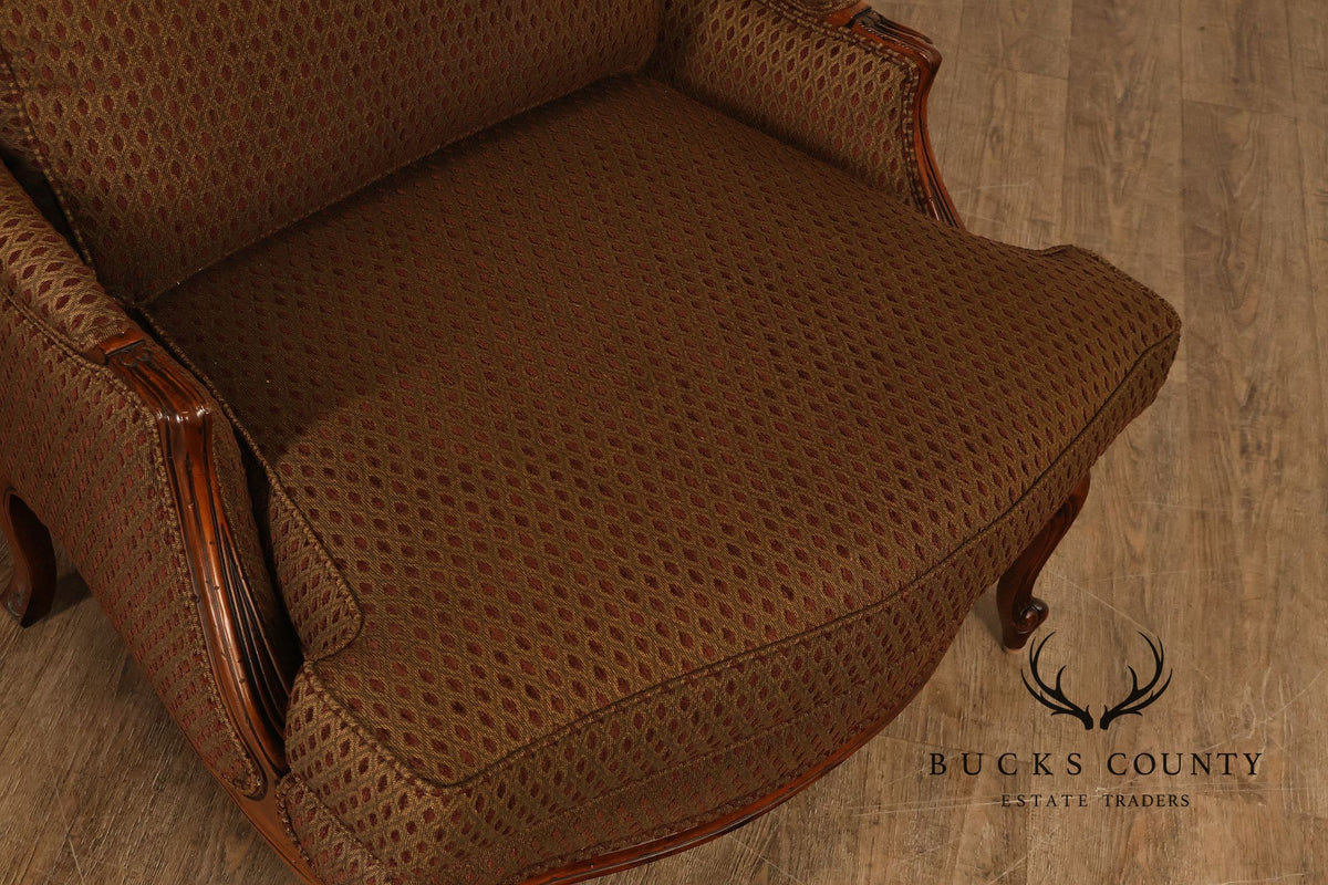 Ethan Allen French Louis XV Style 'Versailles' Armchair and Ottoman