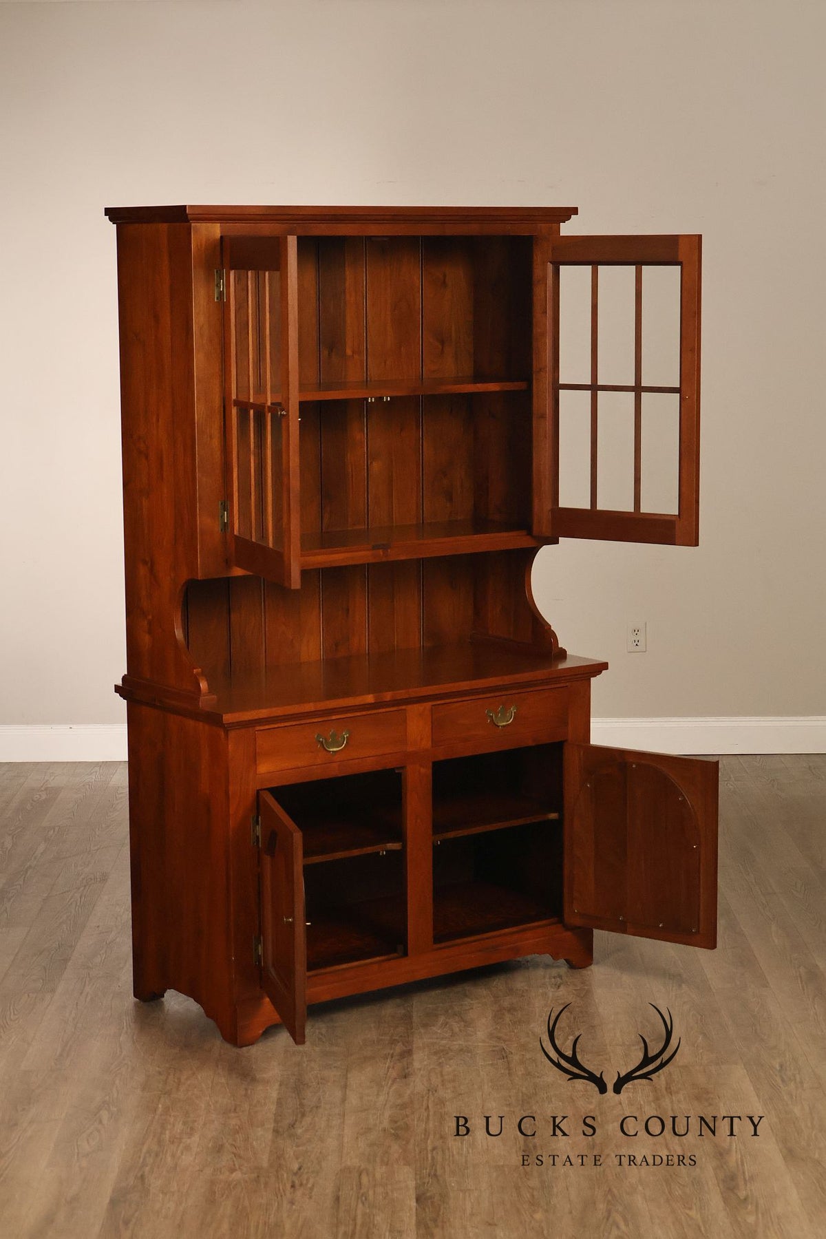 E.A. Clore Bench Made Solid Walnut Step Back Hutch