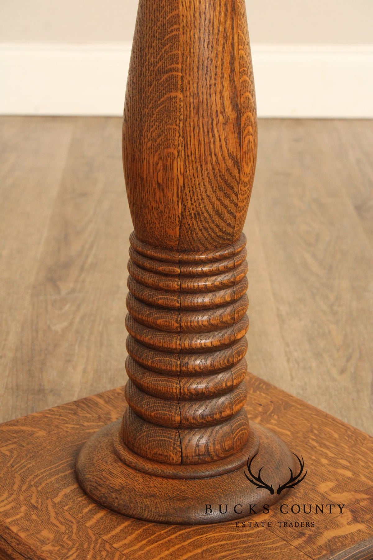 Antique Turned Oak Pedestal Plant Stand