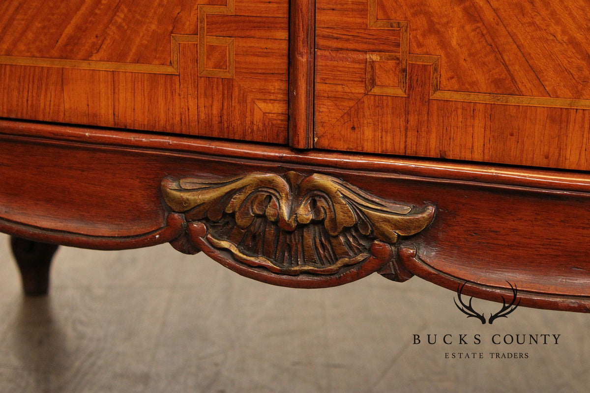 1930's French Louis XV Style Inlaid Satinwood Demilune Gentleman's High Chest