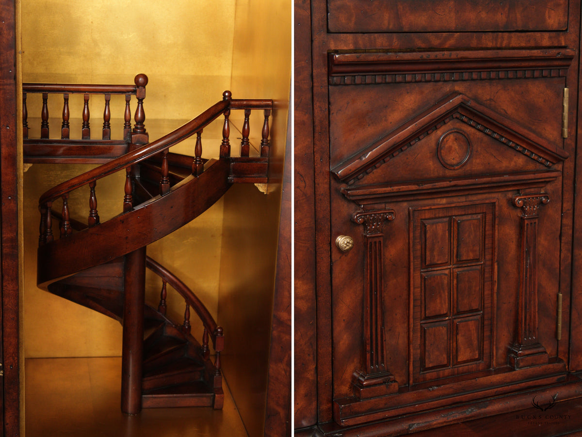 Althorp Living History Architectural Mahogany Display Cabinet With Interior Spiral Staircase