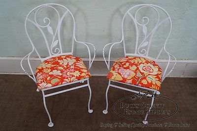 Salterini Art Nouveau Style Vintage Iron 5 Piece Patio Table & Chair Garden Set
