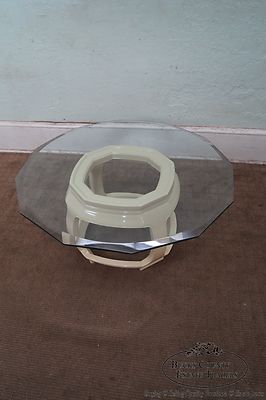 Drexel Heritage Asian Inspired Lacquered Base Glass Top Coffee Table