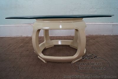 Drexel Heritage Asian Inspired Lacquered Base Glass Top Coffee Table