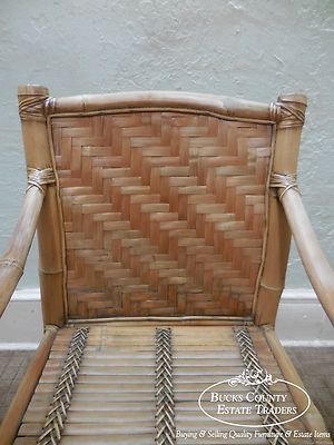 Vintage Set of 4 Heavy Genuine Bamboo Arm Chairs