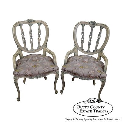 Vintage French Louis XV Hollywood Regency Style Painted Chairs