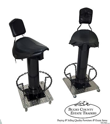 Unusual Pair of Custom Motorcycle Seat Bar Stools