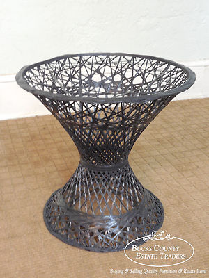 Russell Woodard Vintage Spun Fiberglass Patio Side Table w/ Round Glass Top