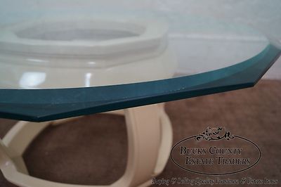 Drexel Heritage Asian Inspired Lacquered Base Glass Top Coffee Table