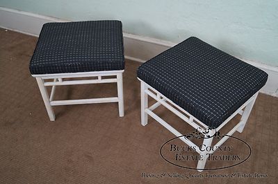 Quality Pair of James Mont Era Asian Influenced Painted Benches (A)