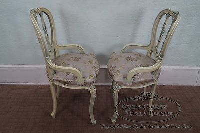 Vintage French Louis XV Hollywood Regency Style Painted Chairs