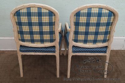 Quality Pair of Faux Naturalistic Carved Arm Chairs (A)