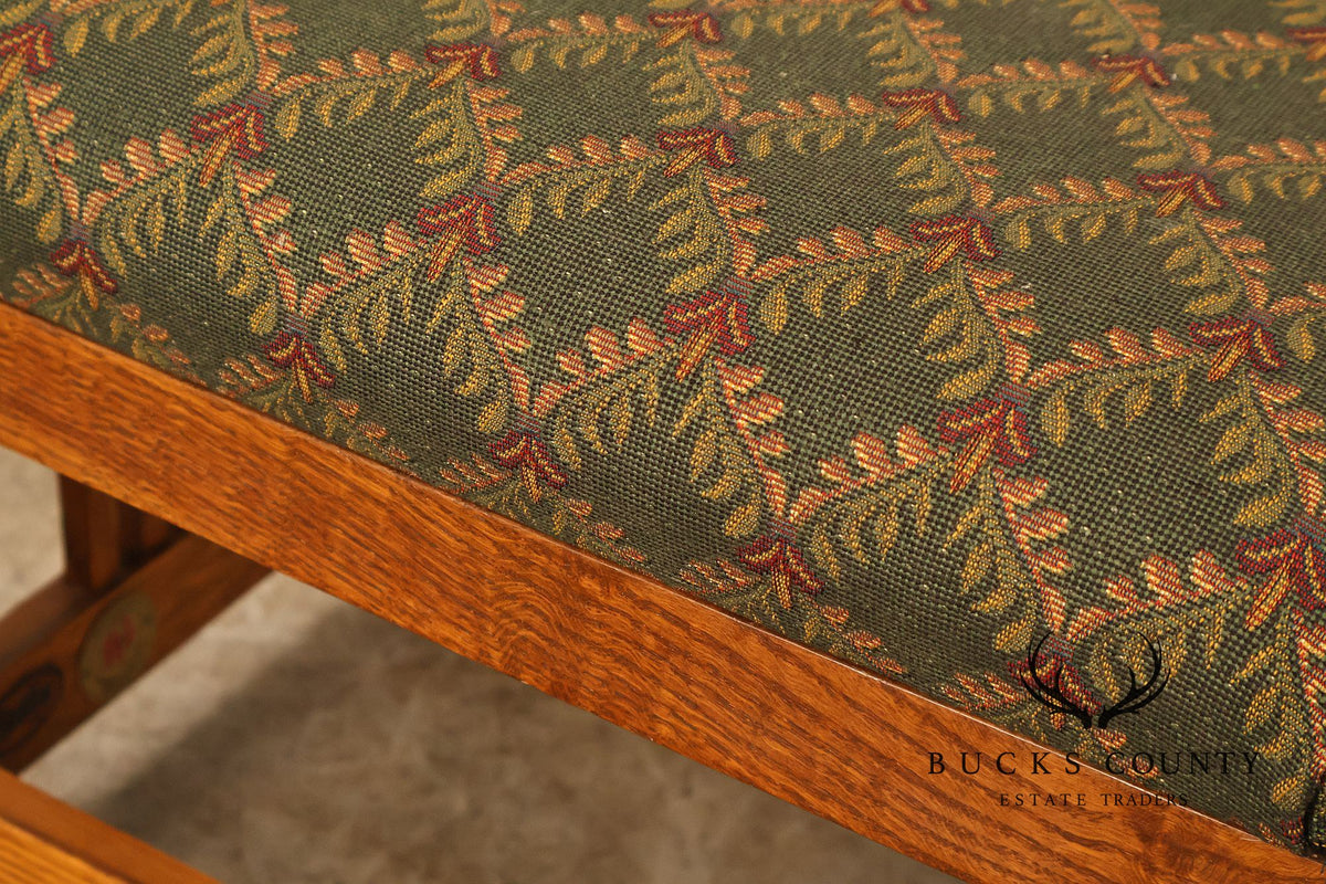 Stickley Mission Collection Oak Spindle Side Footstool Ottoman