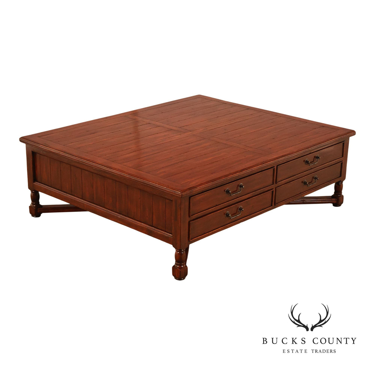 Bausman & Company Rustic Wood Square Coffee Table With Four Drawers