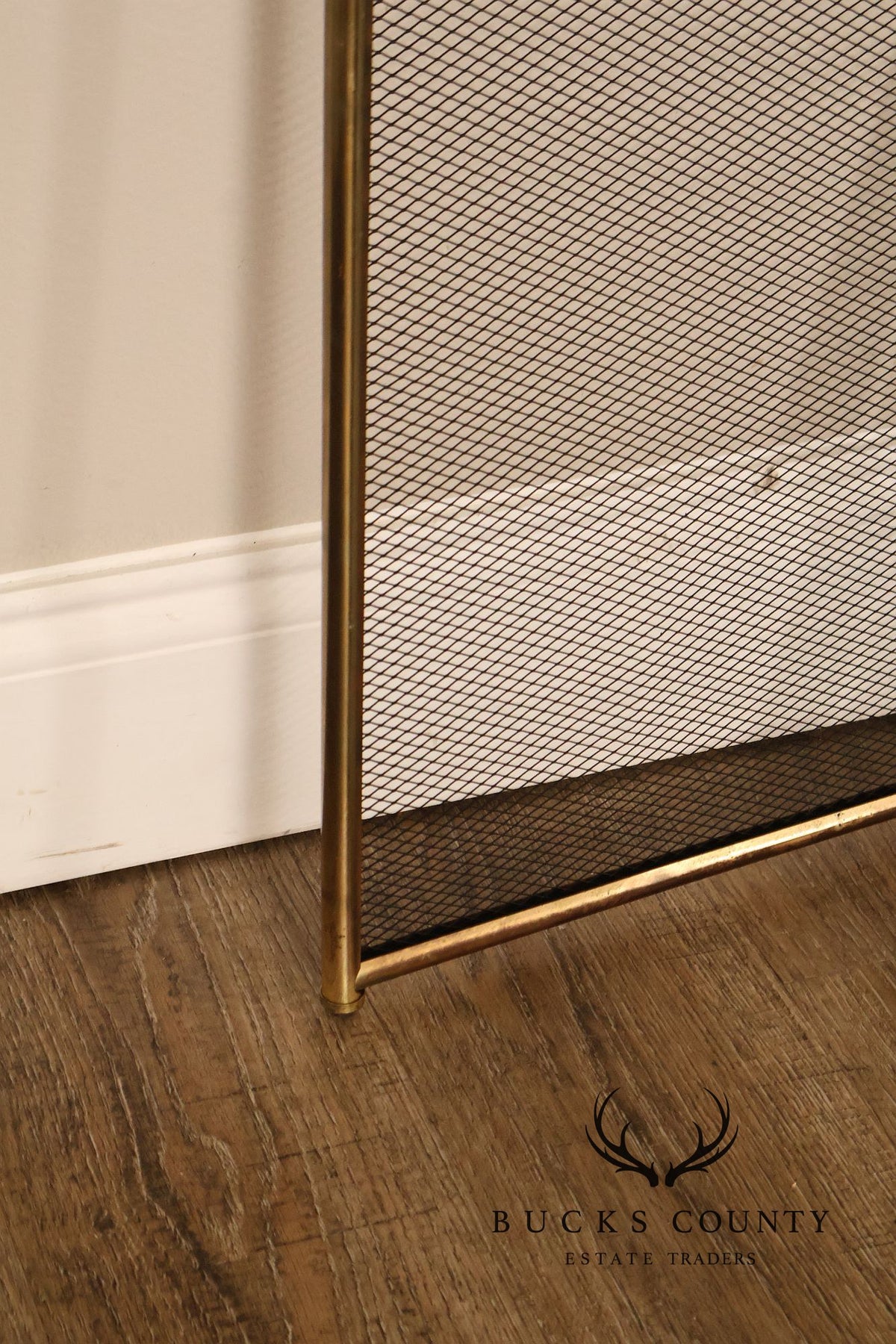 Vintage Brass Four-Panel Folding Fireplace Screen