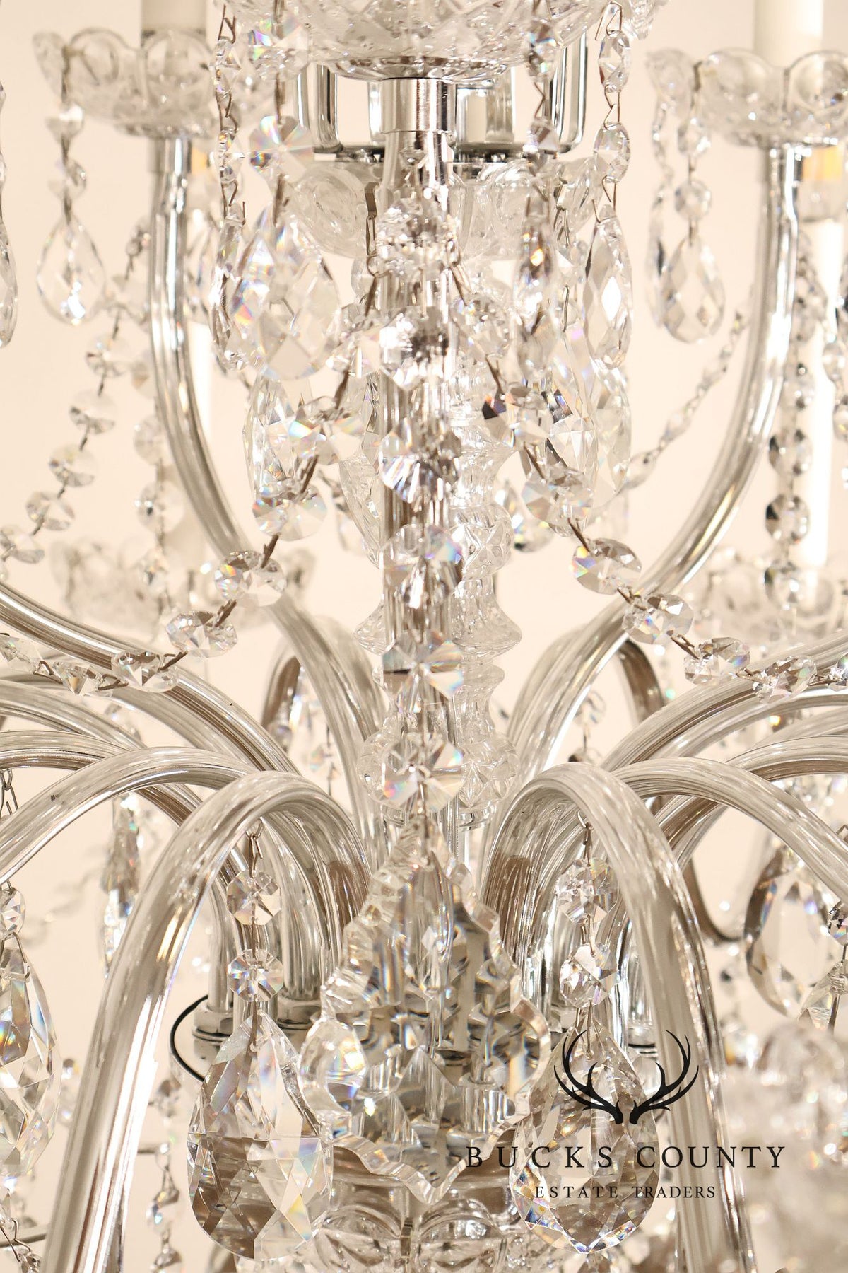 Schonbek Twenty-Light Crystal Two-Tier Polished Silver Chandelier