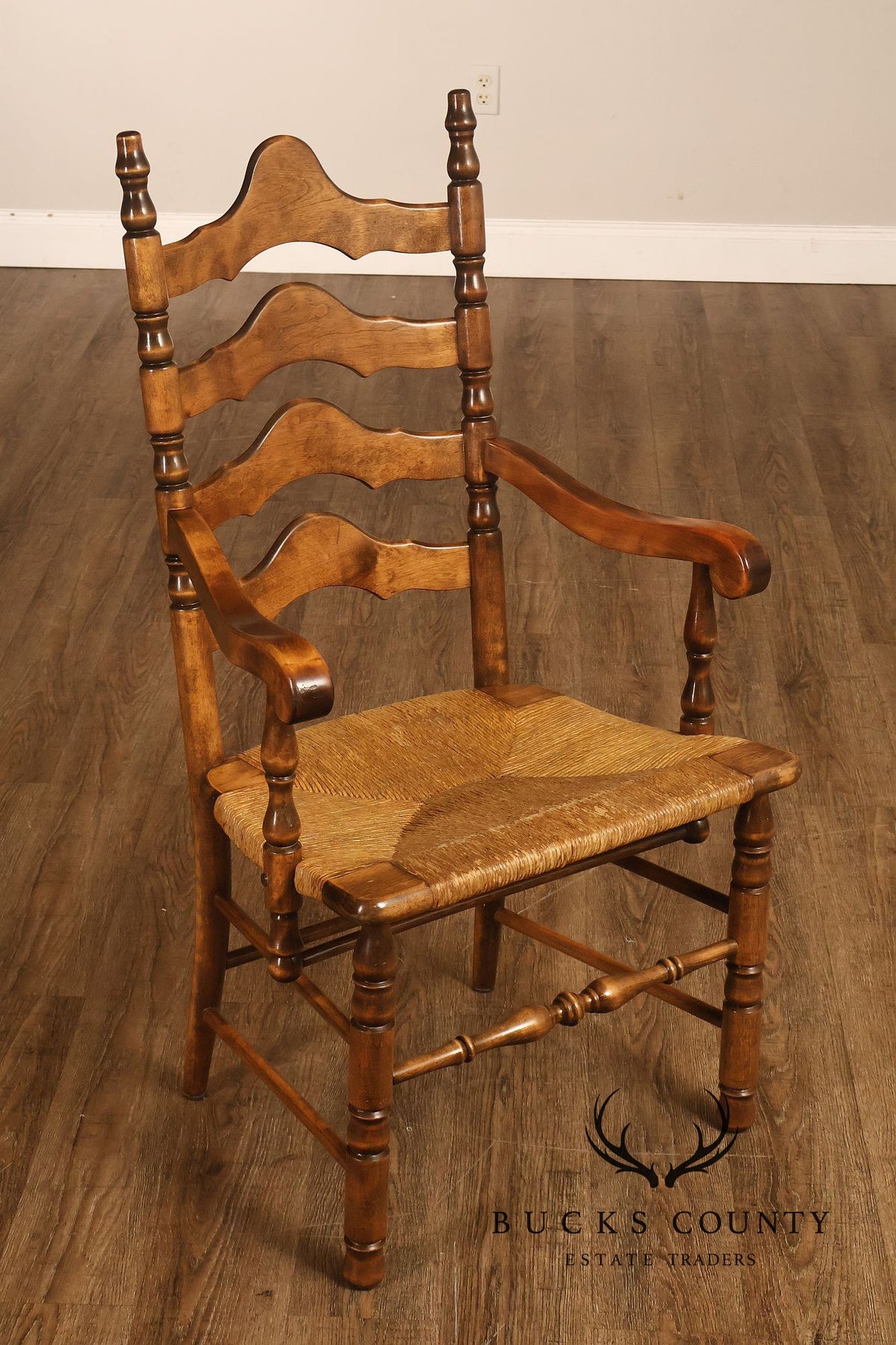 Hickory Chair Co. Set Of Six Country Ladder Back Rush Seat Dining Chairs