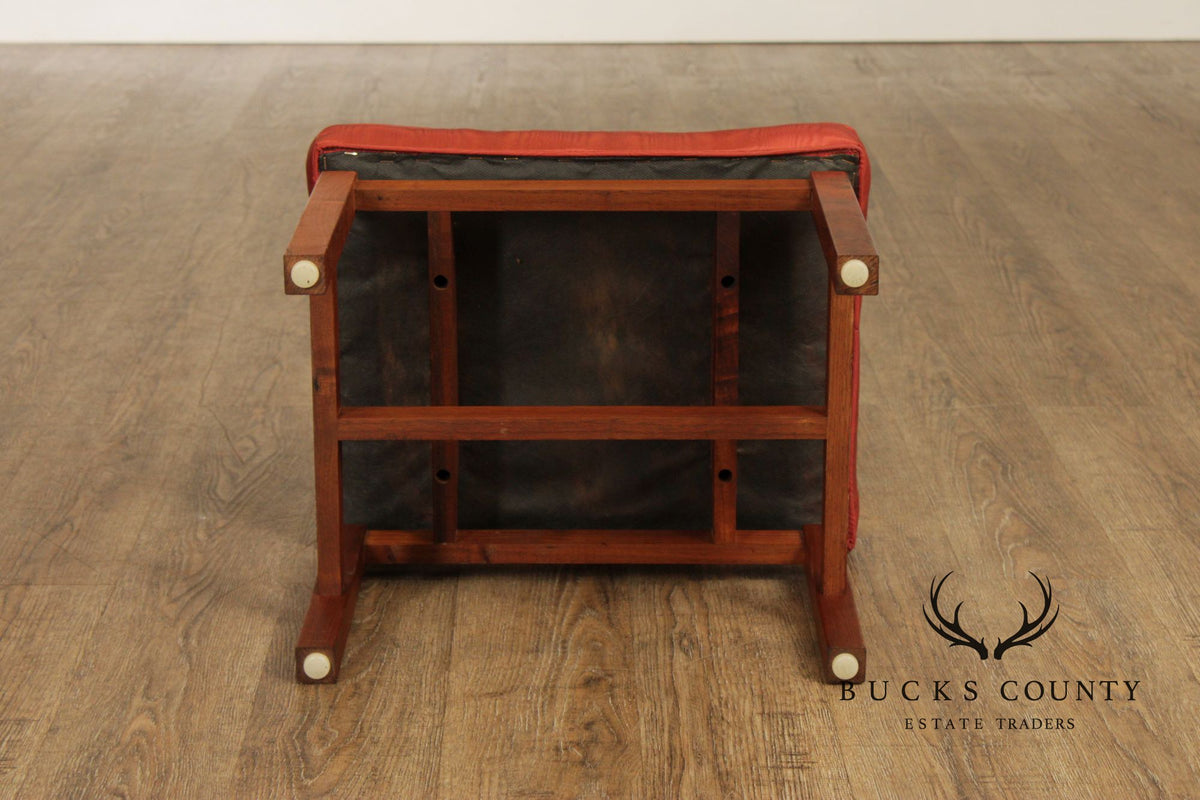 Jens Risom Mid Century Modern Pair Of Walnut Stools