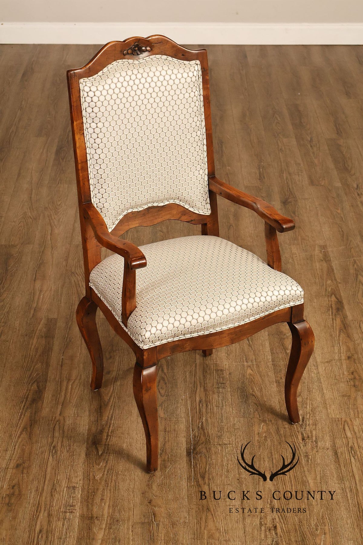 Guy Chaddock Pair Of Country French Upholstered Dining Armchairs