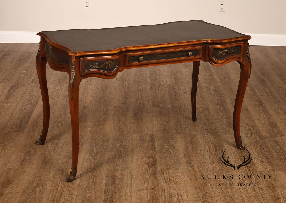 Theodore Alexander Chateau Du Vallois French Louis XV Style Walnut Leather Writing Desk