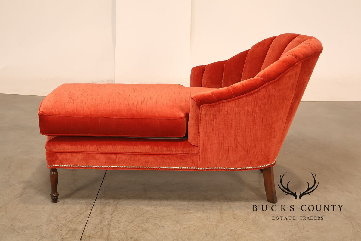 Vintage Channel Back Upholstered Chaise Lounge