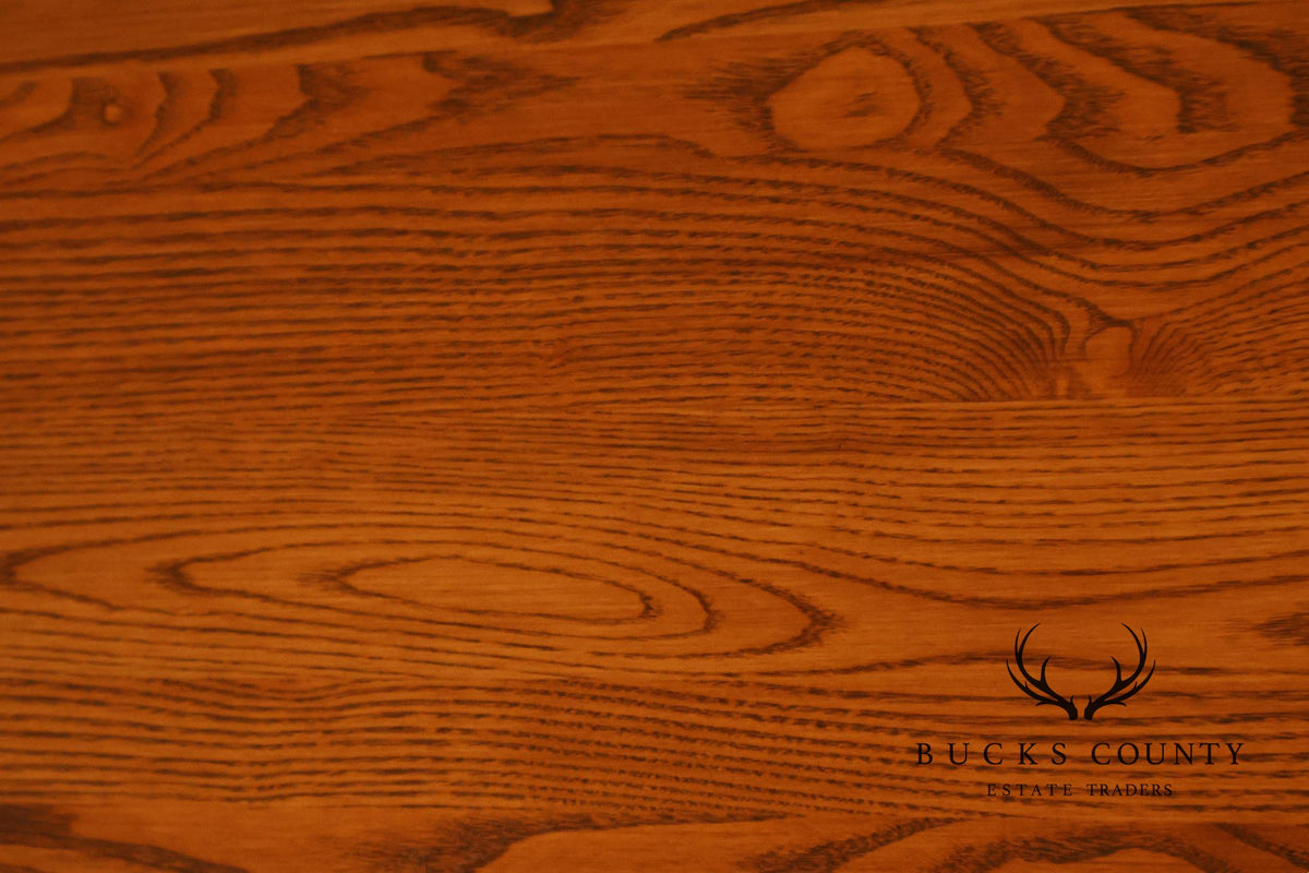 Vintage 42 Inch Oak Round Pedestal Dining Table With Leaf