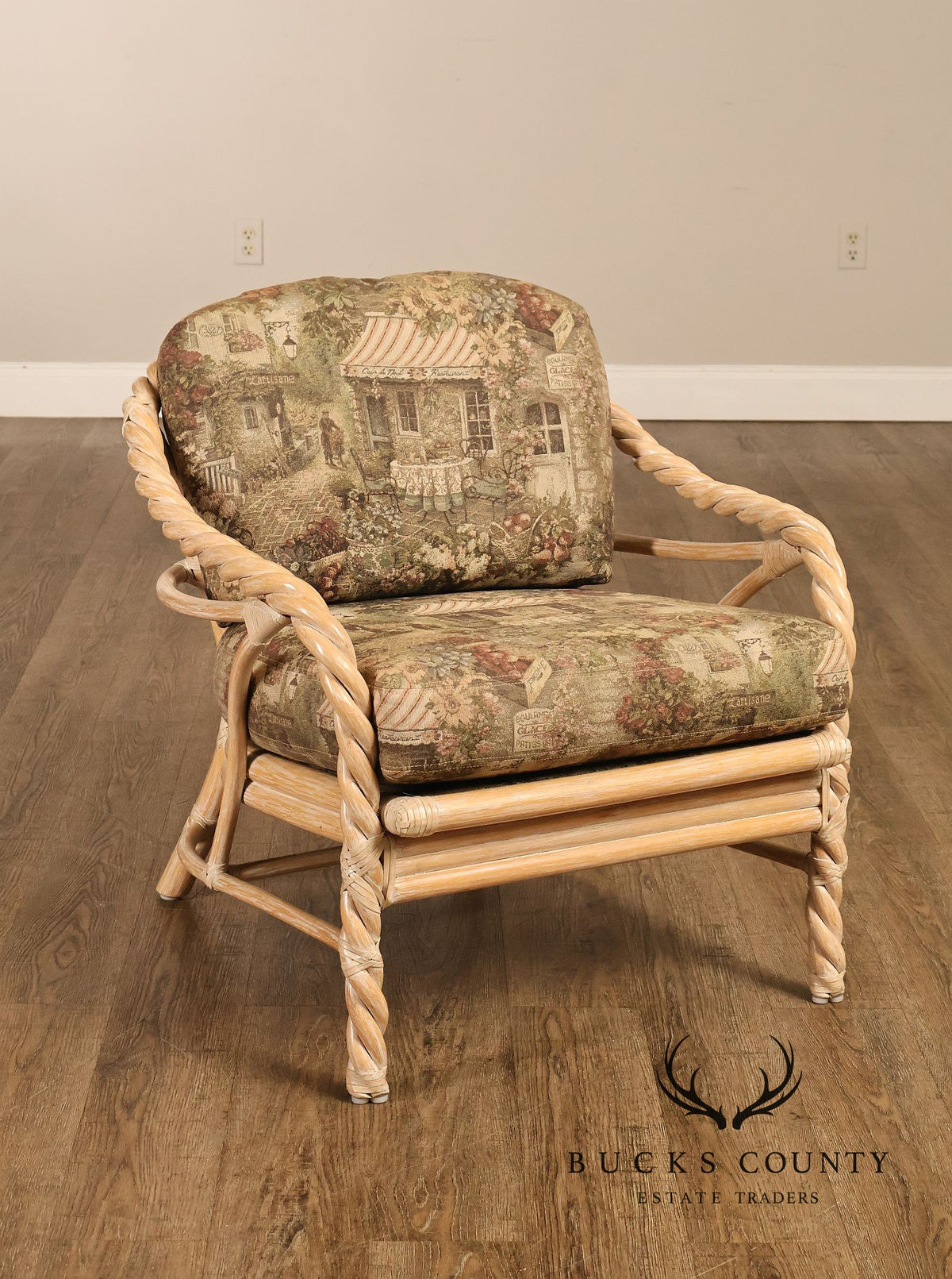 Vintage McGuire Pair of Twisted Rattan Lounge Chairs