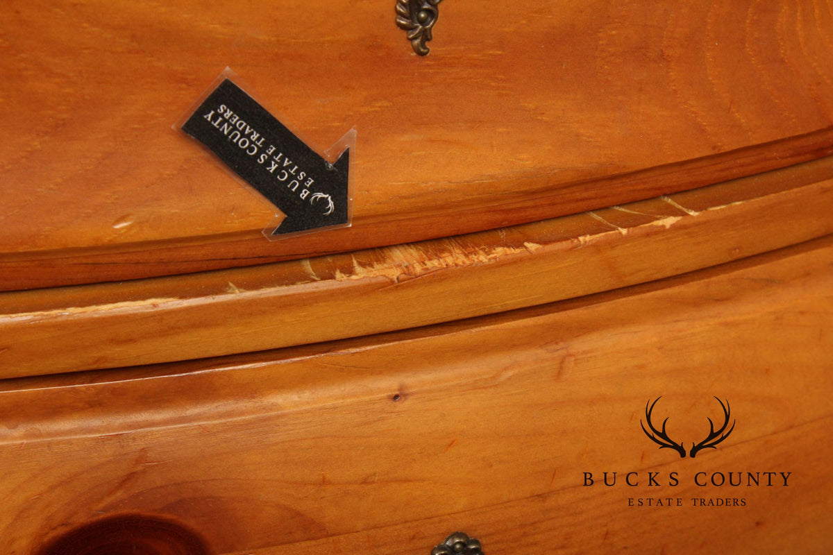 French Country Style Marble Top Pine Commode