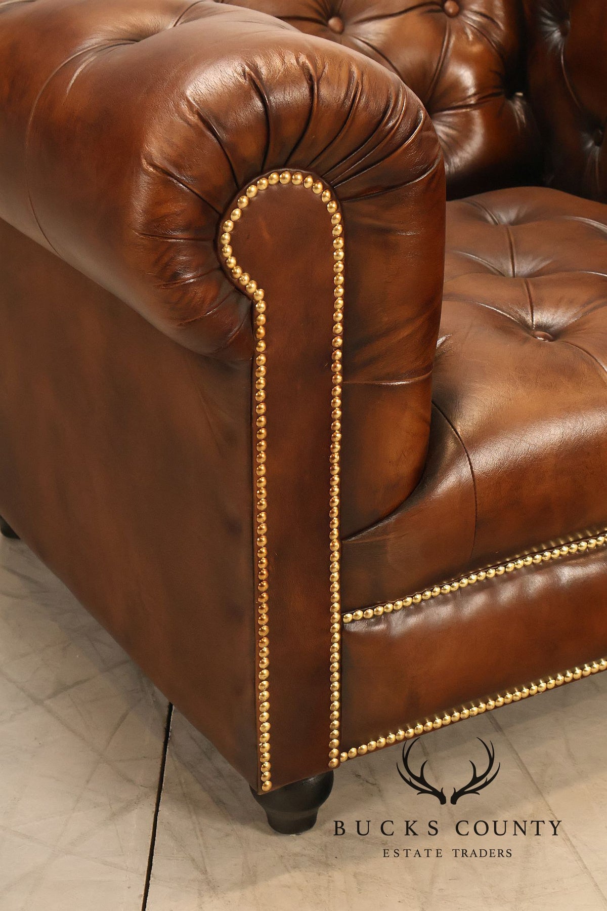 Chesterfield Style Brown Tufted Leather Club Chair