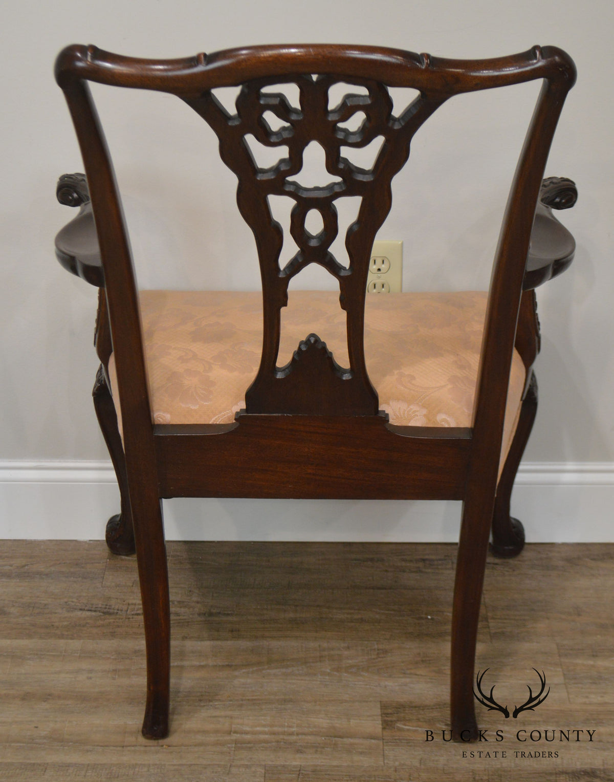 Georgian Style 1930's Mahogany Carved Armchair