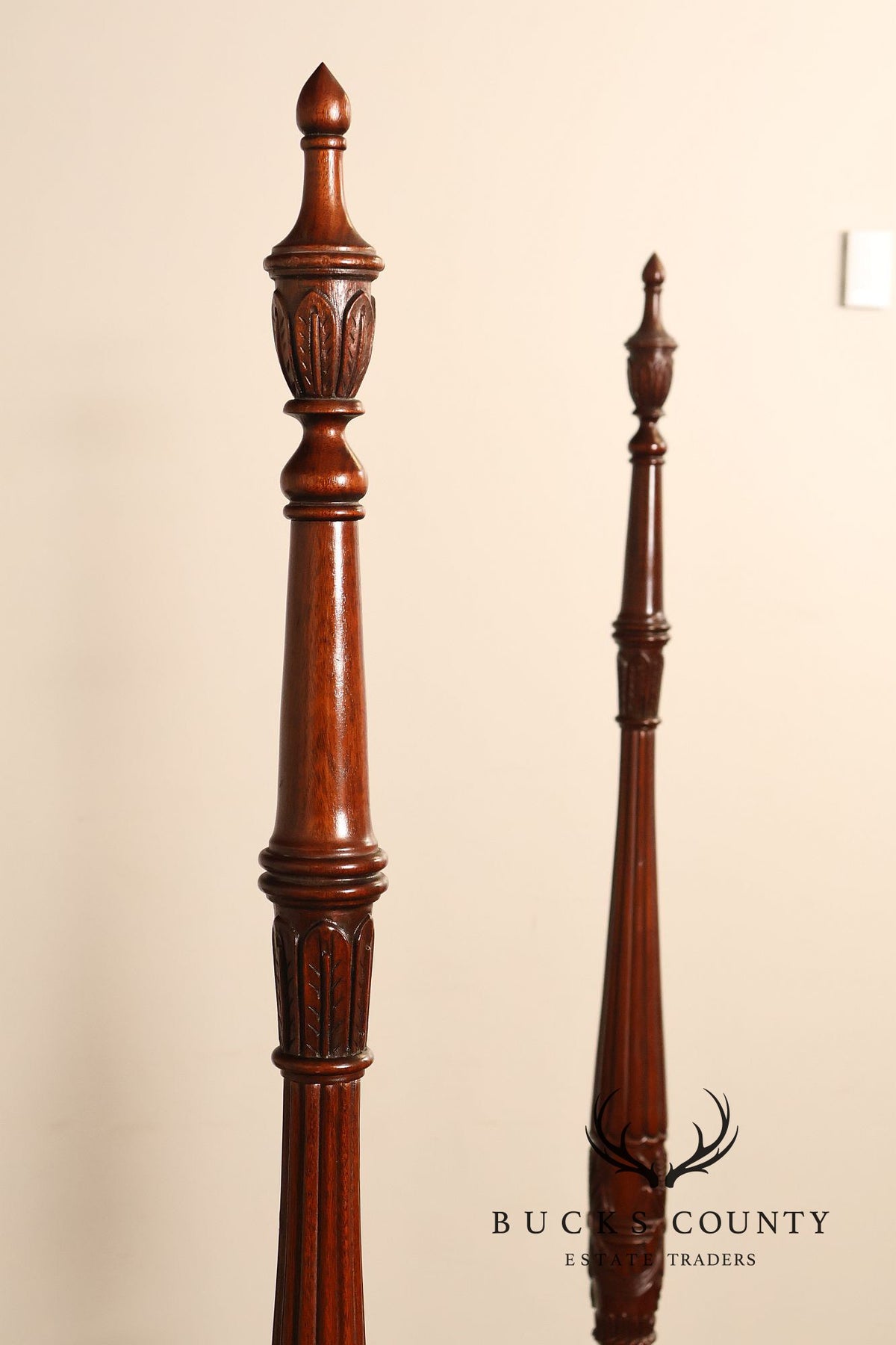 Lexington Queen Size Solid Mahogany Rice Carved Poster Bed