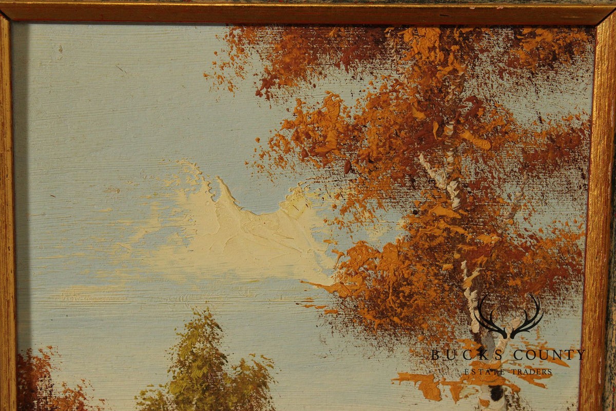 J. Dolan Landscape Oil Painting, Changing Birch Trees
