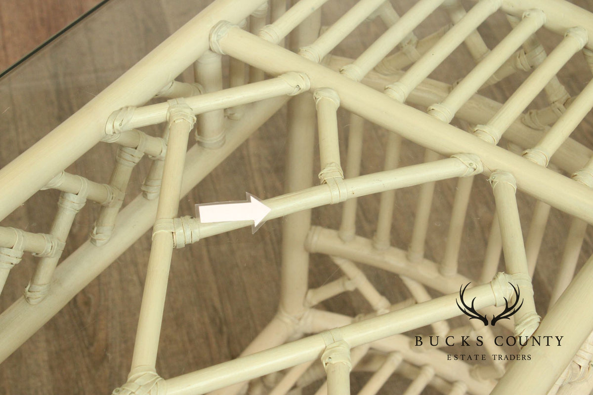 Ficks Reed Glass Top Rattan Console
