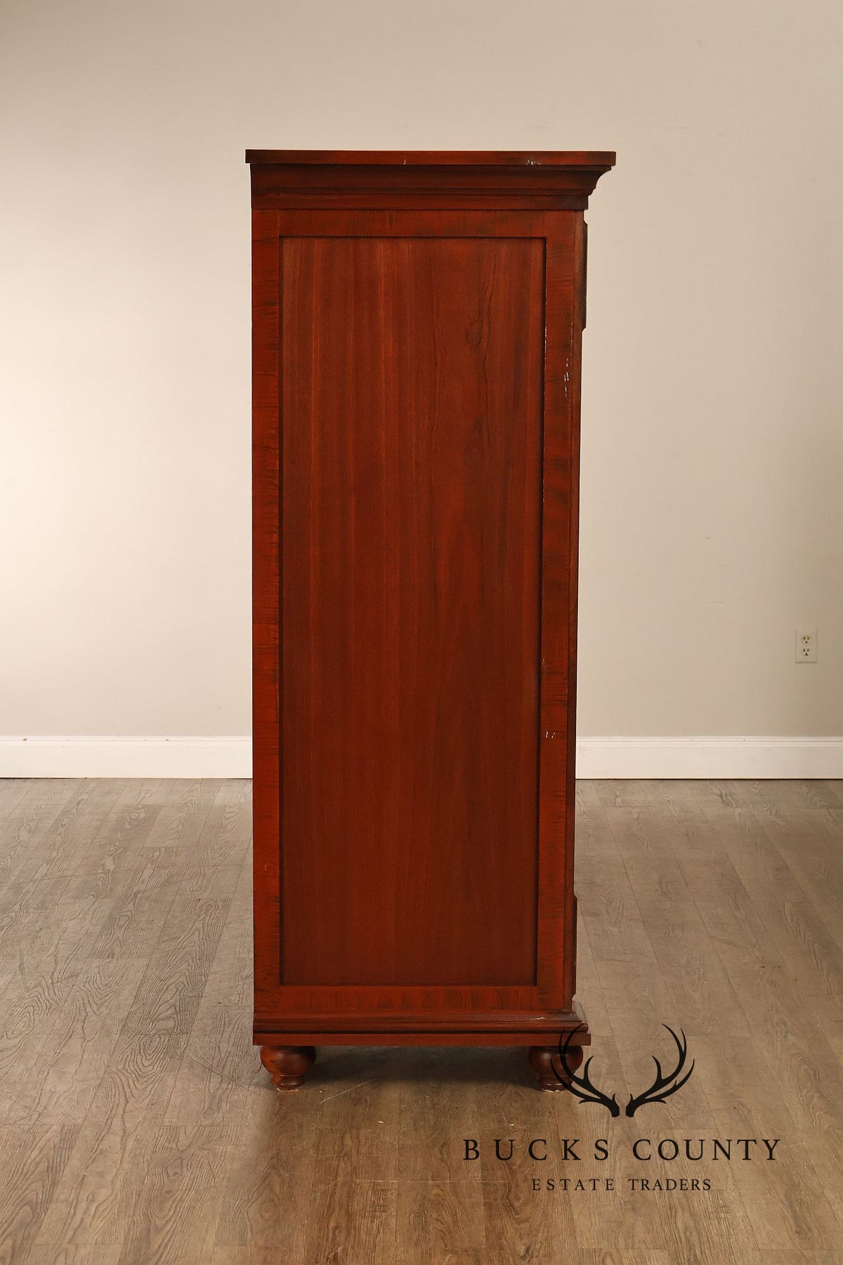 Custom Made Pair Of Custom Mahogany Cabinets With Faux Stone Inlay