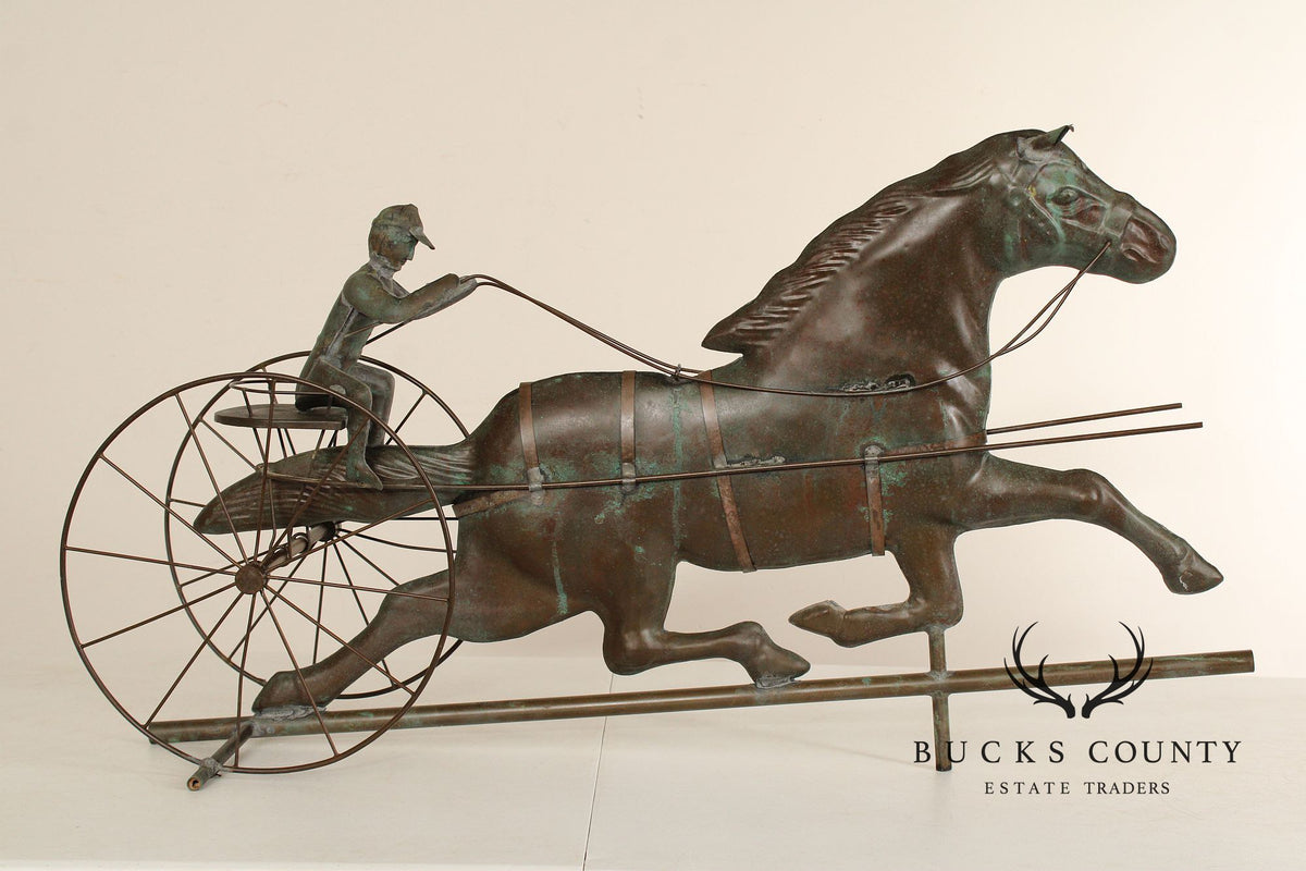 Vintage Jockey and Horse Copper Weathervane